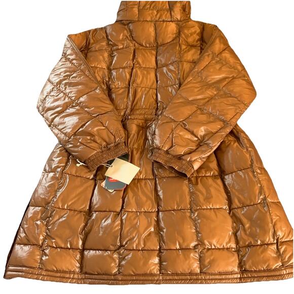Free People FP MOVEMENT Patricia Packable Poncho Puffer Jacket Brown Large *READ - Picture 9 of 16
